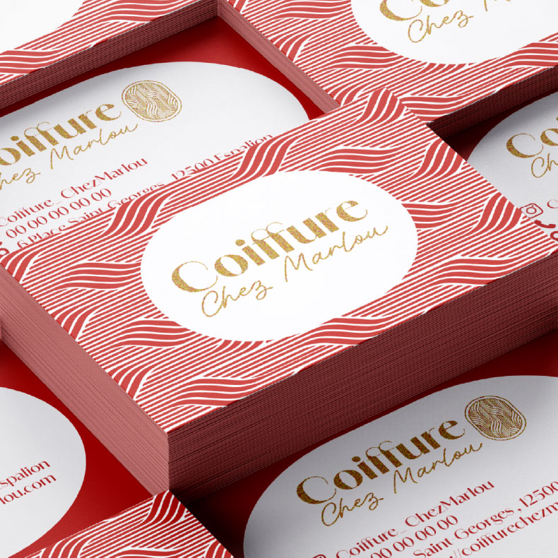 carte de visite coiffure chez marlou avec logo