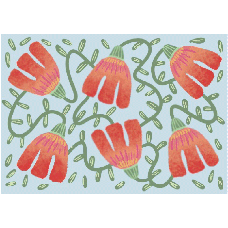 carte-fleurie-clochette-orange-corail