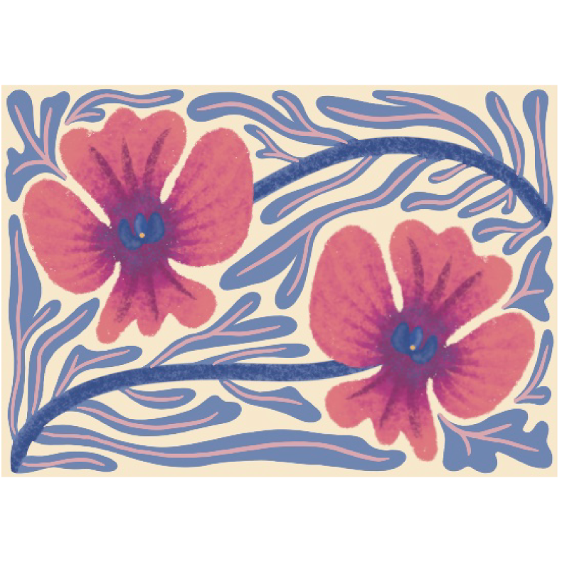 carte fleurie jaune et rose orchidee