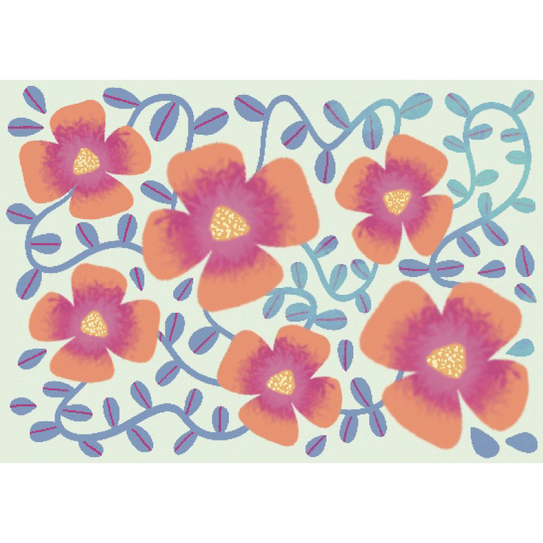 carte-fleurie-pensee-orange-et-rose