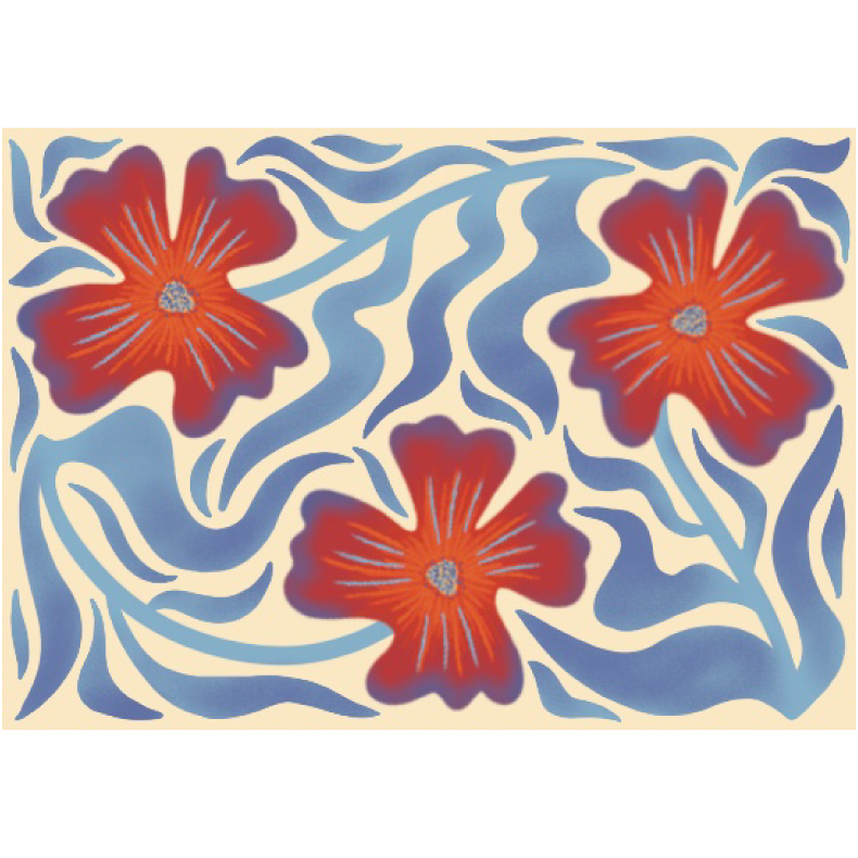 carte fleurie rouge et jaune pensee