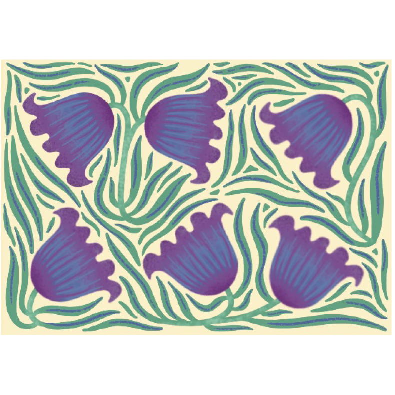 carte fleurie violette et jaune