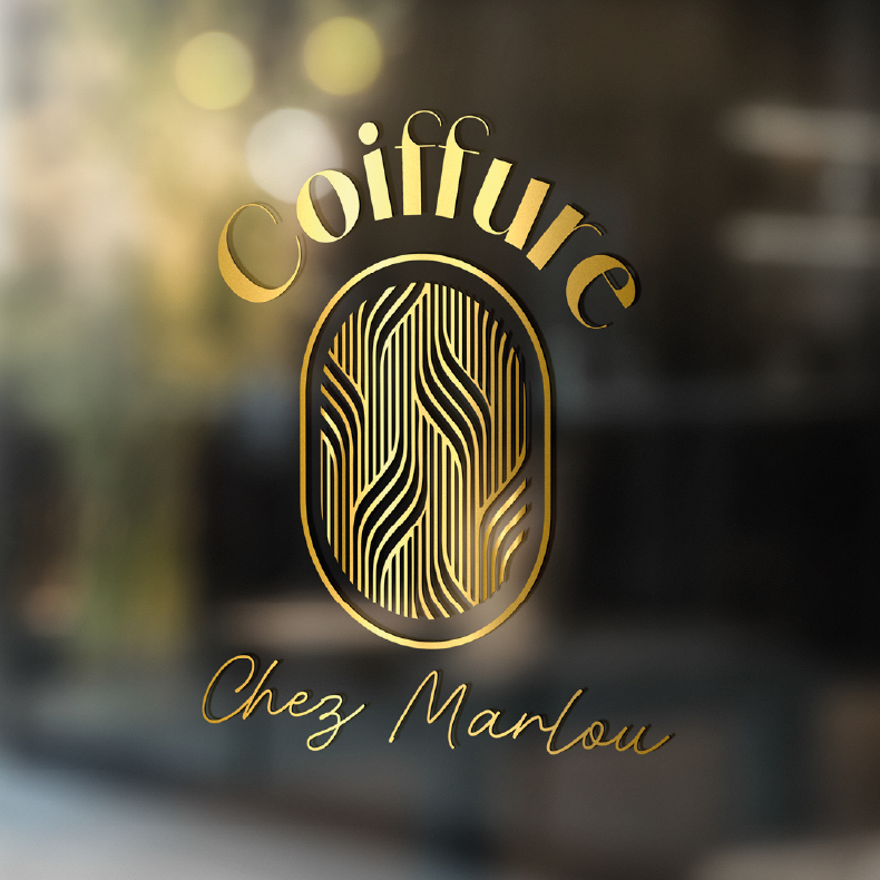 logo vitrine coiffure chez marlou