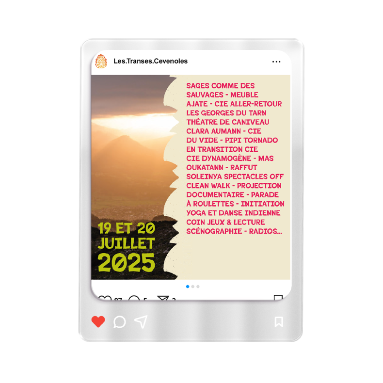 post instagram programmation transes cevenoles
