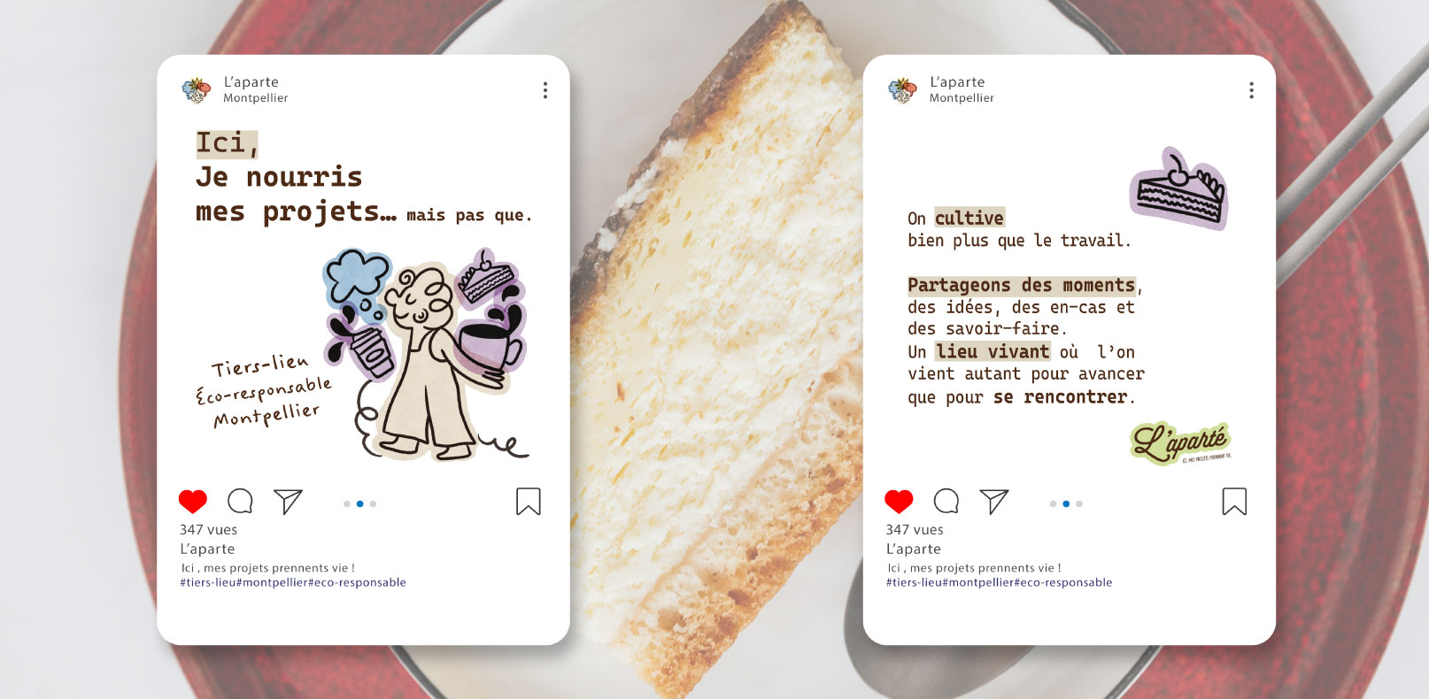duo de posts instagram de l'aparte pour le cafe