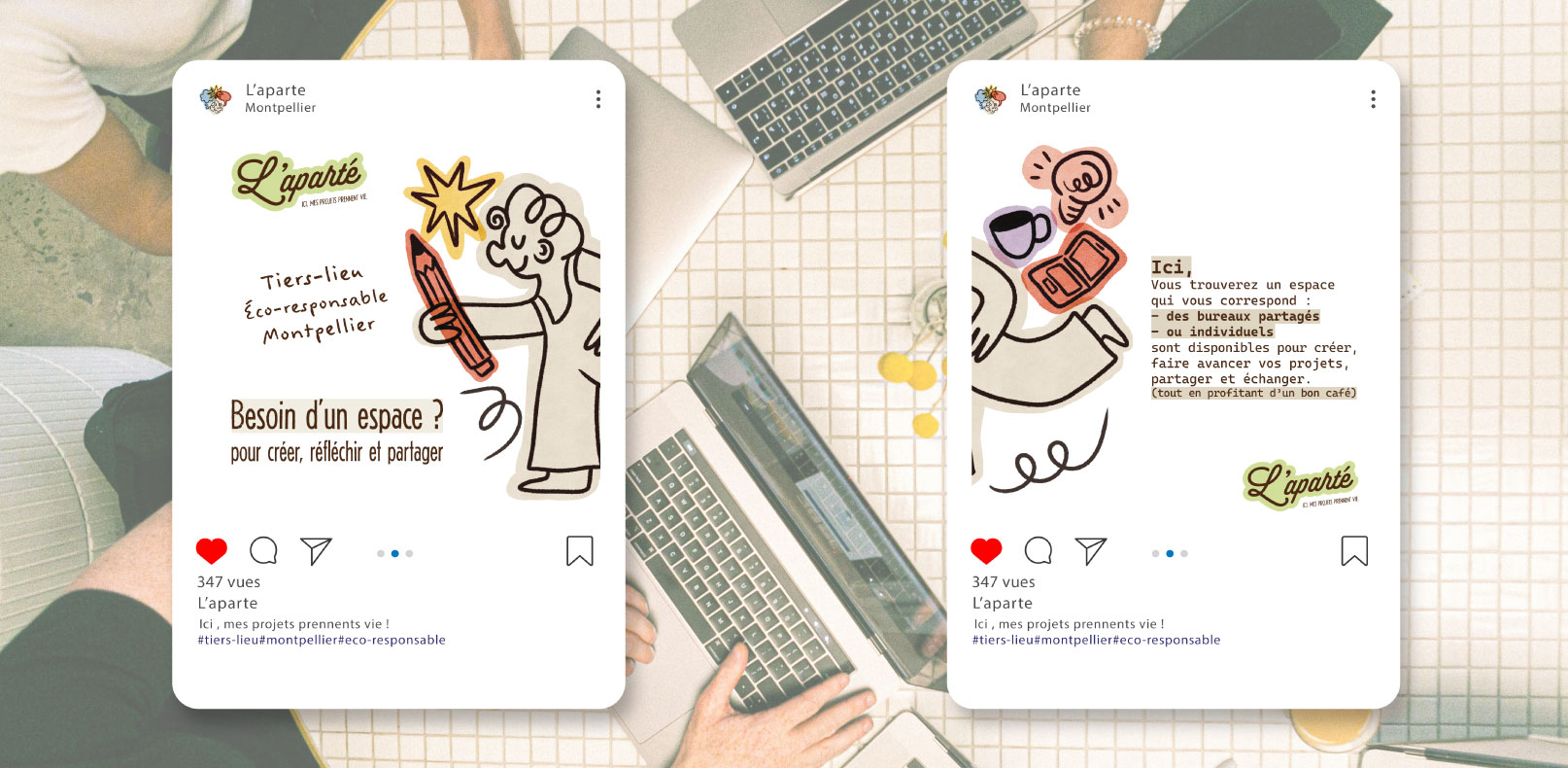 duo de posts instagram de l'aparte