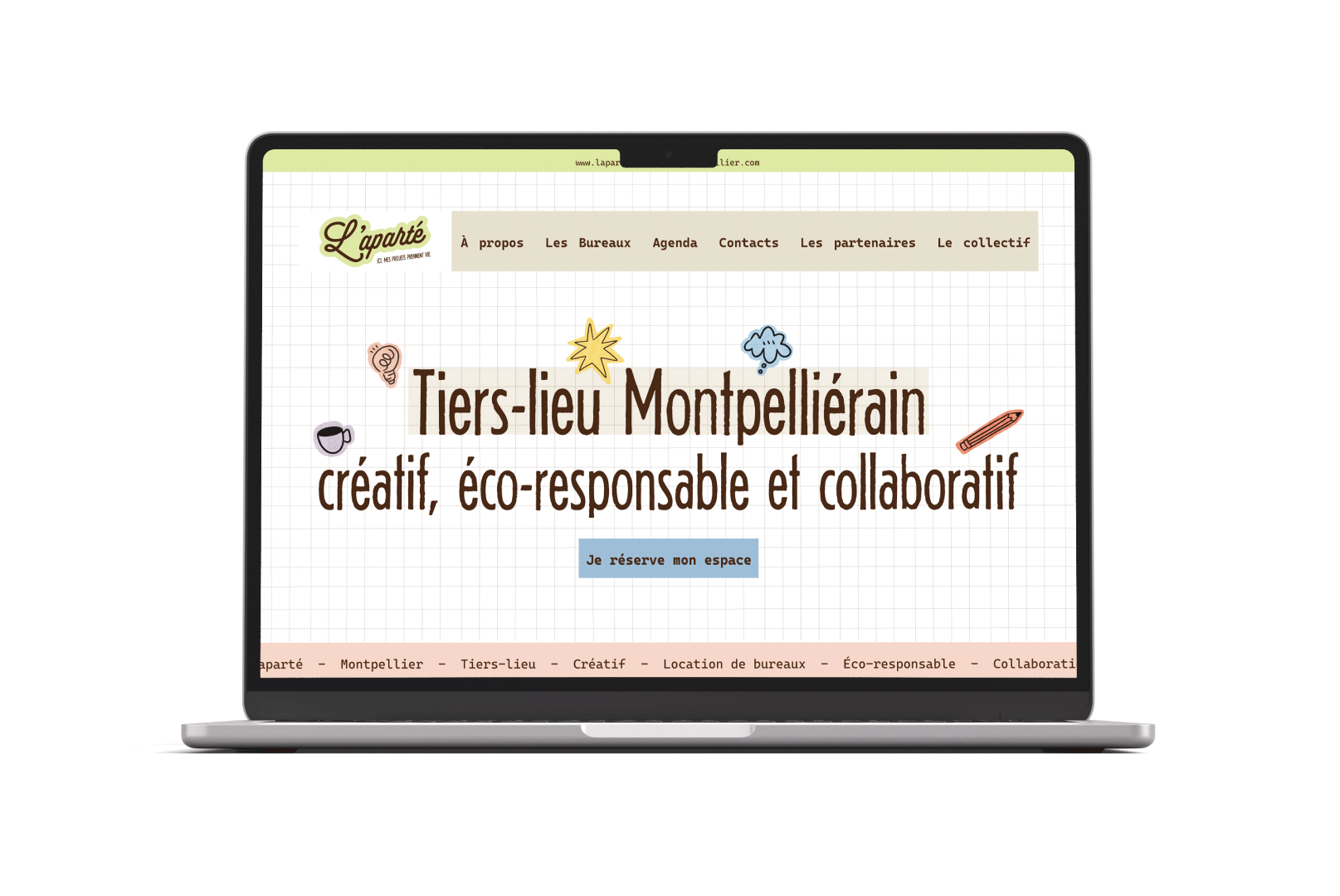 site web one page de l'aparte et sa page d'accueil